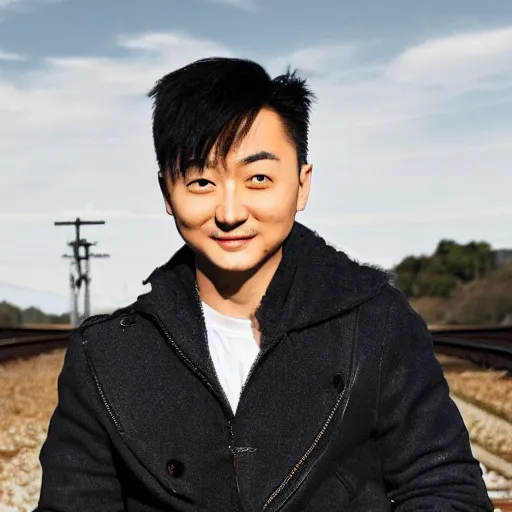 Prompt: justin sun tied to train tracks