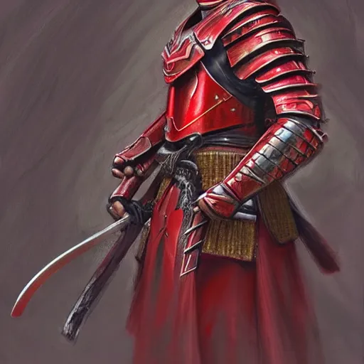 Image similar to samurai warrior with red armor as a d&d character, portrait art by Donato Giancola and James Gurney, digital art, trending on artstation