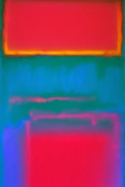 Prompt: a neon gradient Mark Rothko, RGB lights, heavy impasto