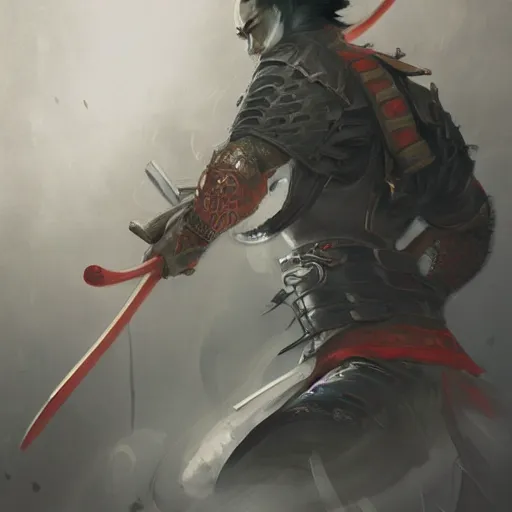 Image similar to lee majors as an samurai, backround dark, highly detailed, digital illustration, trending in artstation, modern painting, smooth, sharp focus, intricate, by peter mohrbacher