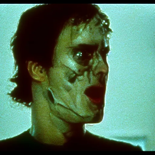 Image similar to Possession (1981) movie by Andrzej Żuławski, movie still, robot head and man head, dop