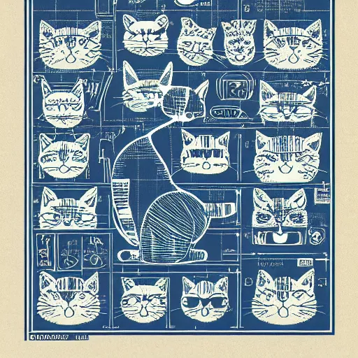 Prompt: cat blueprint