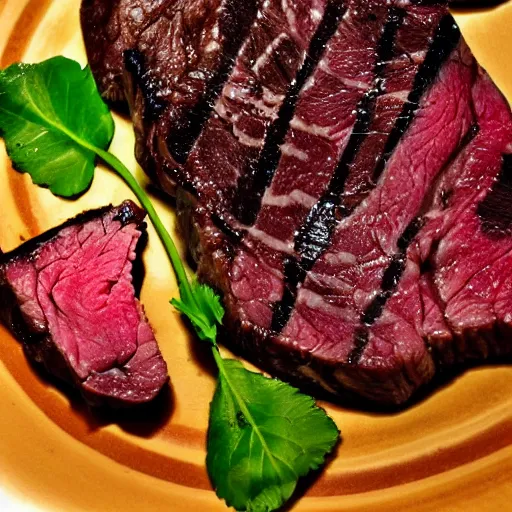 Image similar to skull plate wagyu steak perfect sear macro gourmet food photography