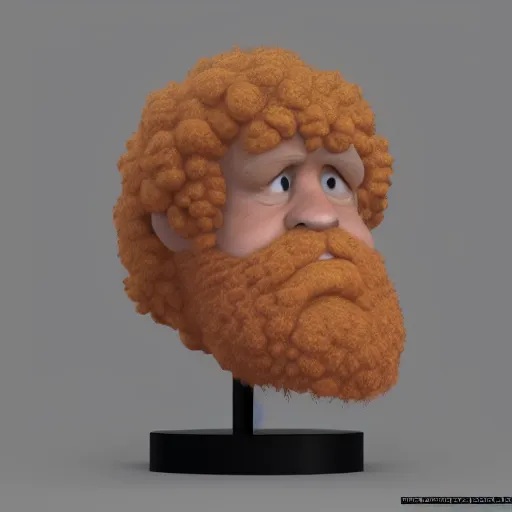 Image similar to a man with an orange hair and beard wearing a sweater, a character portrait by Bob Ross, featured on zbrush central, shock art, bob ross, bryce 3d, zbrush