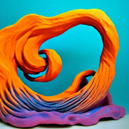 Prompt: claymation, 3 d clay sculpture, made of clay, ocean waves sculpture, colorful, inspired by hokusai, detailed