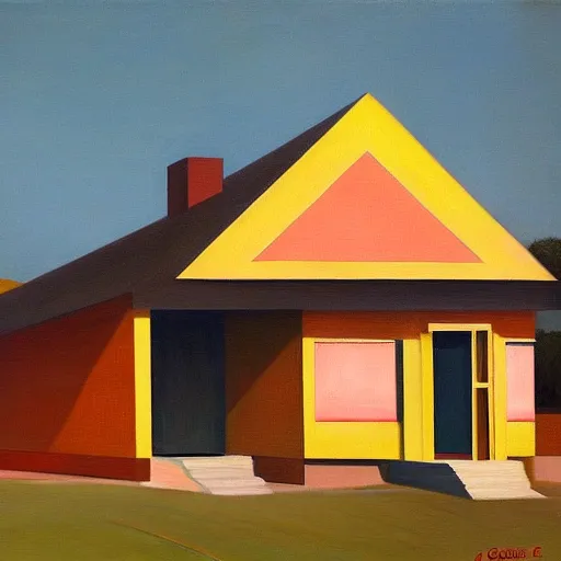 Image similar to googie architecture, grant wood, pj crook, edward hopper, oil on canvas