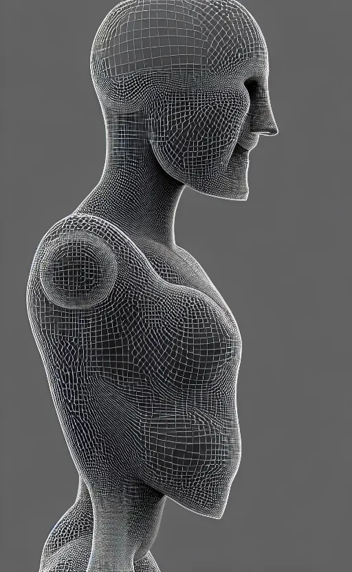 Prompt: black and white complex 3d render of a beautiful profile woman face, vegetal dragon cyborg, 150 mm, silver magnolia stems, roots, fine lace, maze like, mandelbot fractal, anatomical, facial muscles, cable wires, microchip, elegant, highly detailed, black metalic armour, rim light, octane render, H.R. Giger style