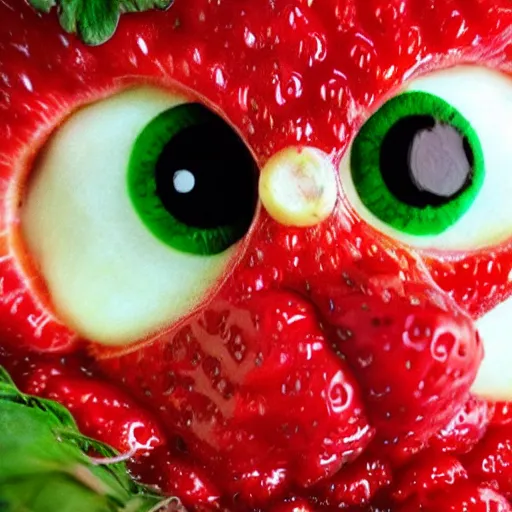 Image similar to strawberry creature with multiple eyes