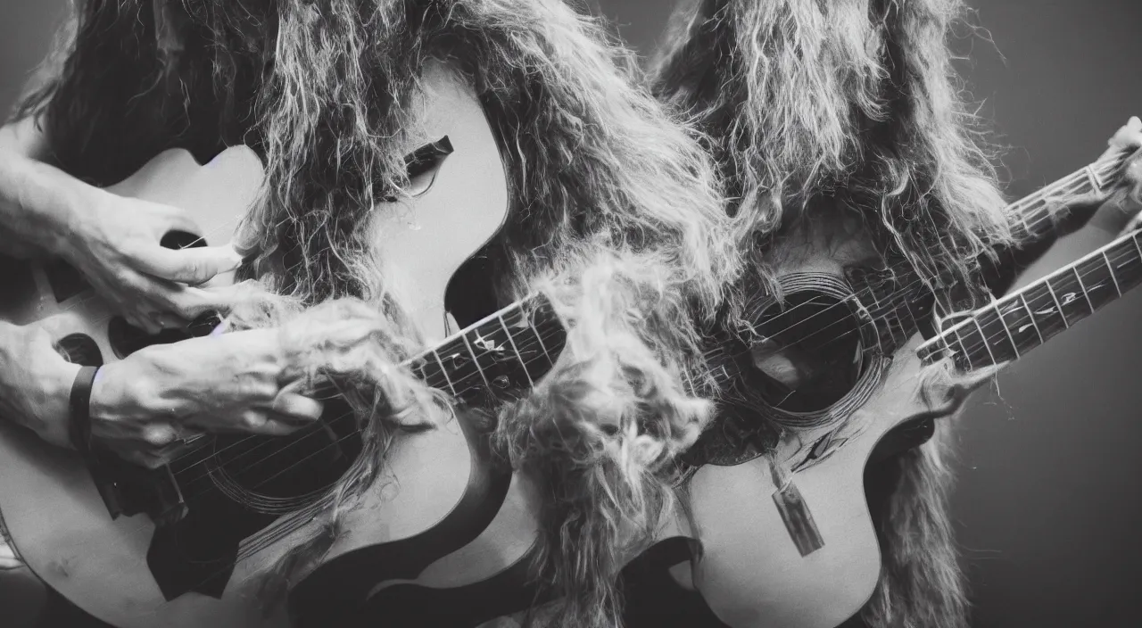 Image similar to long haired gray cat playing guitar 5 5 mm photography detailed footage