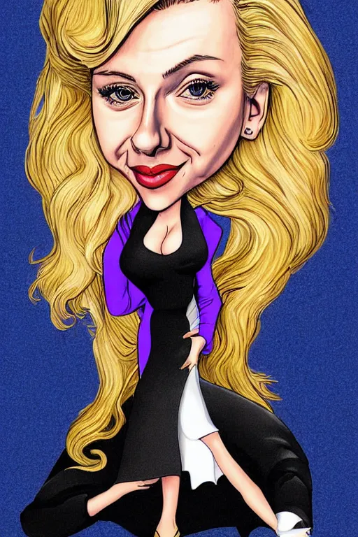 Image similar to funny caricature of scarlett johansson, cartoon by achille superbi