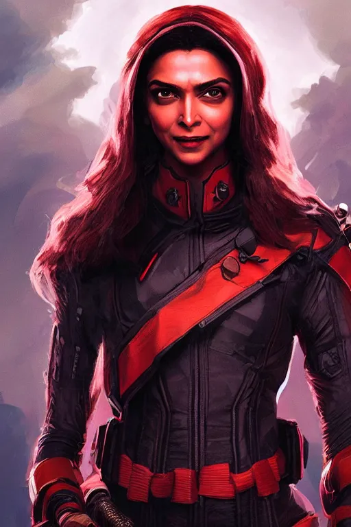 Image similar to Portrait of Deepika Padukone as Baroness in G.I, Joe, with evil smile, in a movie still cinematic, artstation, Greg rutkowski, UHD 8K