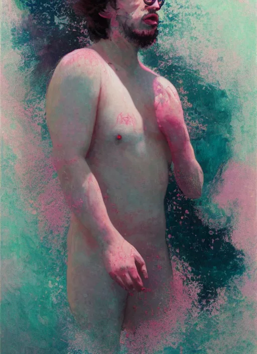 Image similar to sam hyde emerging from pink water by greg rutkowski, claude monet, conrad roset, takato yomamoto, rule of thirds, sigma look, beautiful