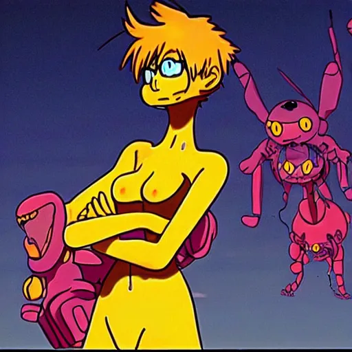 Image similar to Garfield as EVA-01 in Neon Genesis Evangelion, anime