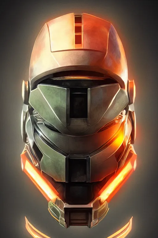 Image similar to robot ninja mask helmet halo master chief radiating a glowing aura global illumination ray tracing hdr fanart arstation by ian pesty and katarzyna da „ bek - chmiel