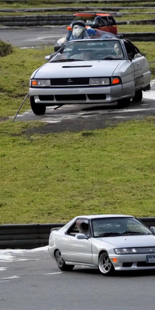 Prompt: man driving a import japanese car in the style of Initial D