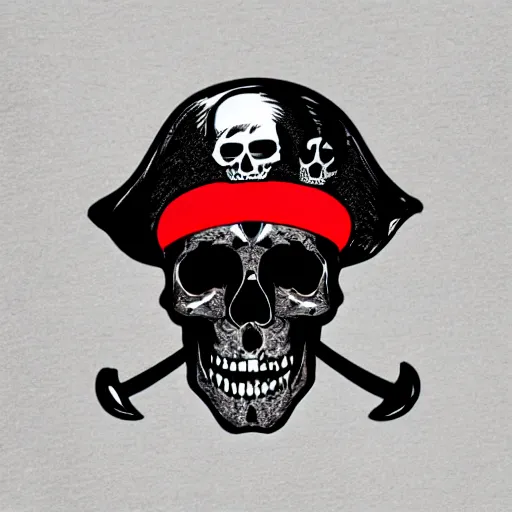 Prompt: skull with a pirate hat