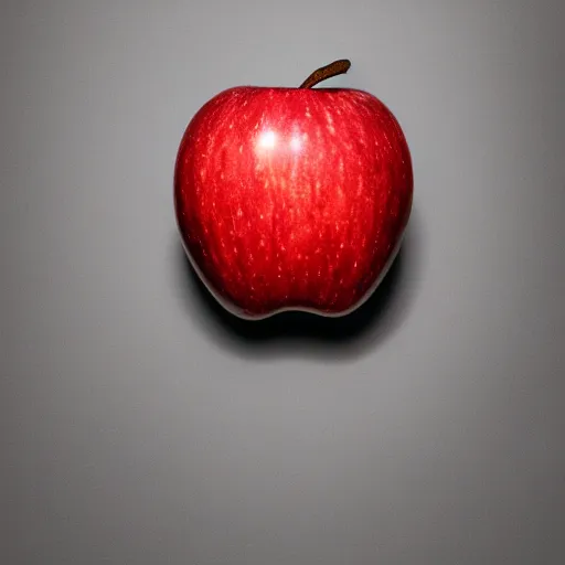 Prompt: an apple made of goat leather, close up, award winning digital photography