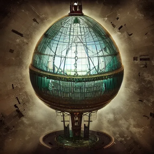 Image similar to enormous flying city!! in a gigantic faberge egg, sky!!!, steampunk, aetherpunk, fantasy art, unreal engine,