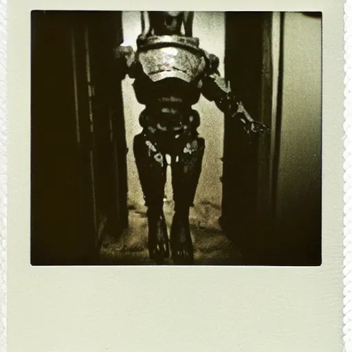 Image similar to polaroid of fantasy golem full body by Tarkovsky