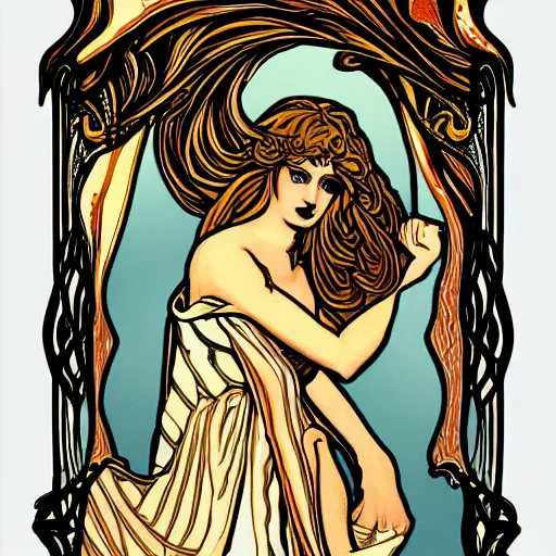 Image similar to ilithid, in the style of art nouveau,