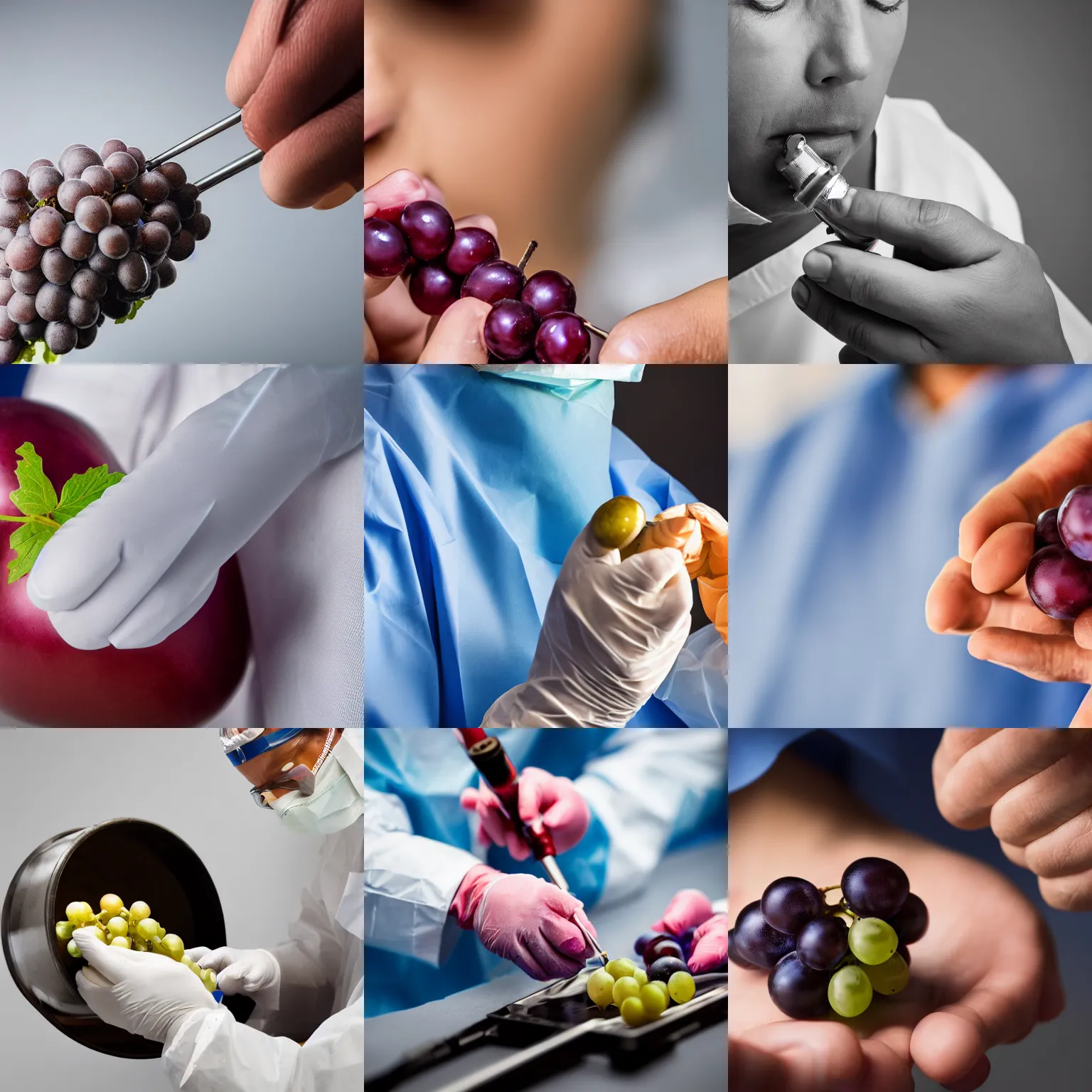 Prompt: surgeon operating on a grape, high detail, close up, studio lighting, award winning, sigma 85mm, macro lens