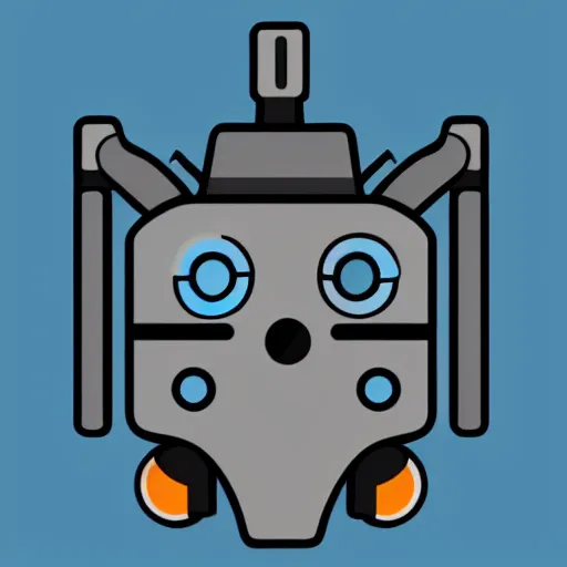 Prompt: a vectorized, 3 d, blue - grey gear, robot icon, depth, shading