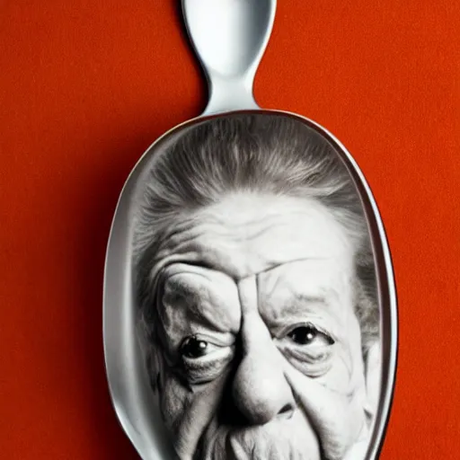 Image similar to jerry stiller face on a spoon