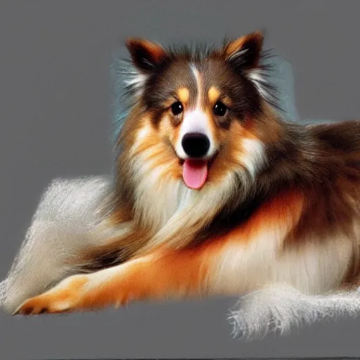 Prompt: a photorealistic photograph of a sheltie bear hybrid