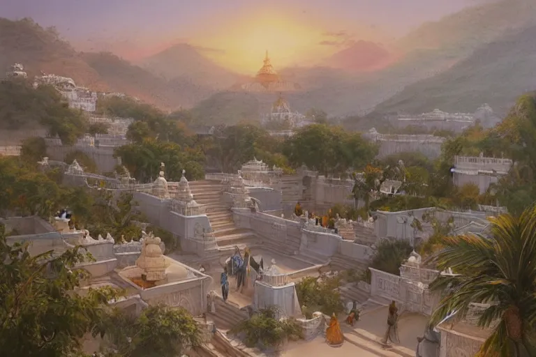 Prompt: painting of Udaipur, art by artgerm and greg rutkowski and magali villeneuve