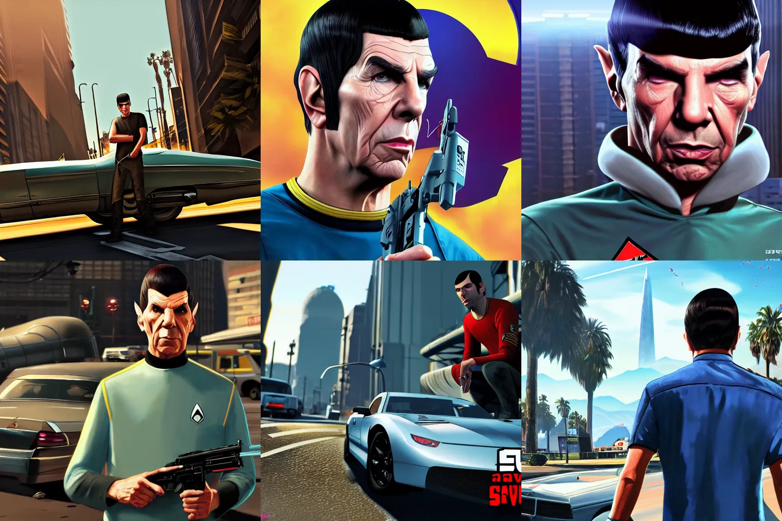 Prompt: Spock in Grand Theft Auto 5 covert art, epic, 4k resolution, extremely detailed, very sharp, artstation, digital art, vibrant,