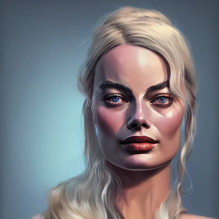 Image similar to portrait of margot robbie, iphone. intricate artwork. by tooth wu, wlop, beeple, dan mumford. octane render, trending on artstation, greg rutkowski very coherent symmetrical artwork. cinematic, hyper realism, high detail, octane render, 8 k, iridescent accents