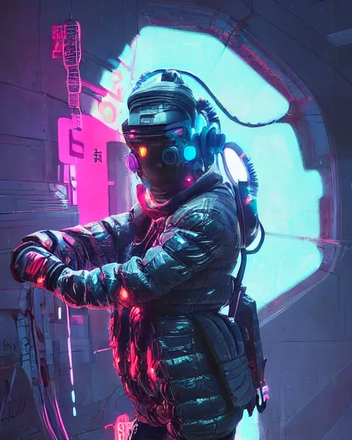 Image similar to wraith from apex legends, cyberpunk futuristic neon. reflective puffy coat, decorated with traditional japanese ornaments by ismail inceoglu dragan bibin hans thoma greg rutkowski alexandros pyromallis nekro rene maritte illustrated, perfect face, fine details, realistic shaded, fine - face, pretty face