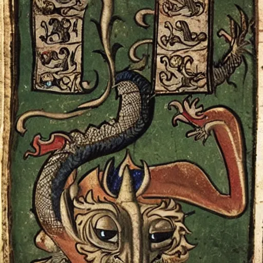 Image similar to a medieval picture of a dragon