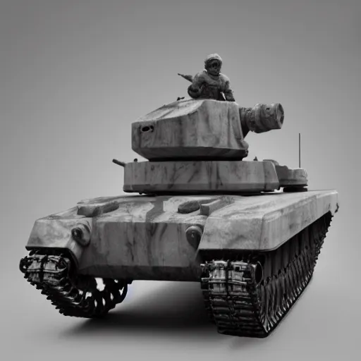 Prompt: a photo of a marble statue of a sherman tank by michelangelo, greek white marble, trending on artstation