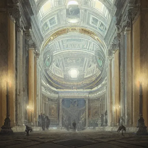 Image similar to Secrets inside the Vatican,Greg rutkowski, Trending artstation, cinematográfica, digital Art