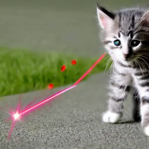 Prompt: kitten chasing a laser pointer