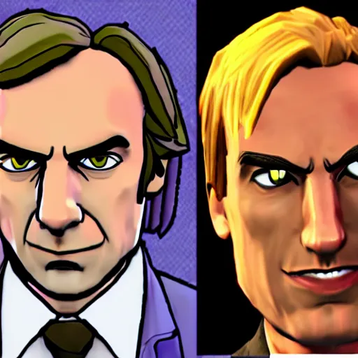 Prompt: saul goodman in various video games