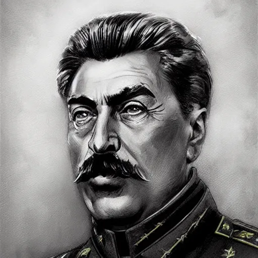 Prompt: joseph stalin as holy emperor of mother russia, face portrait, epic, military art, hd shot, digital portrait, beautiful, artstation, comic style, by artgerm, guy denning, jakub rozalski, magali villeneuve and charlie bowater