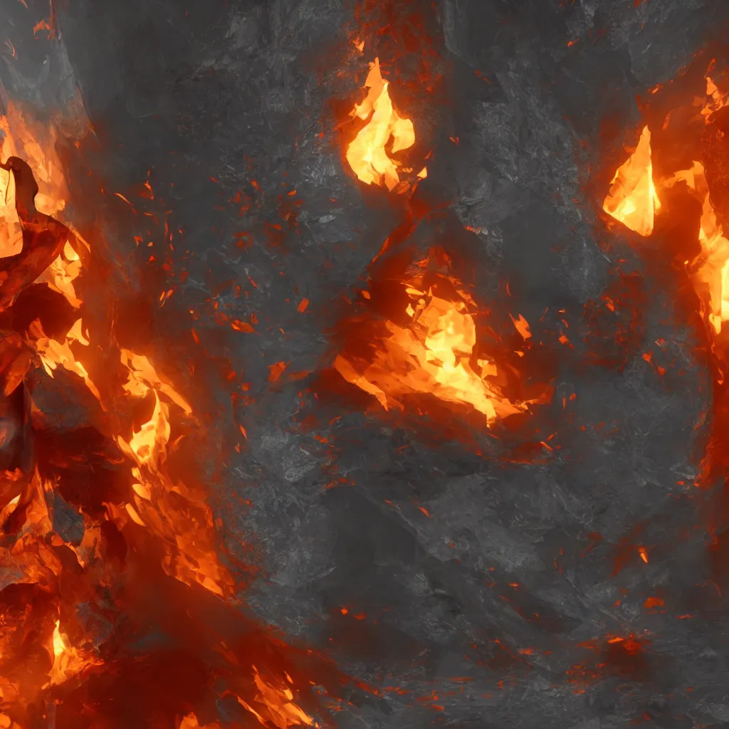 Image similar to a fire spirit chilling in a refrigerator, 3d render, ray tracing, 8k resolution, fantasy