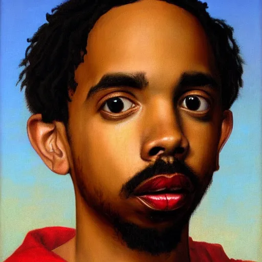 Image similar to a renaissance style portrait painting of earl sweatshirt