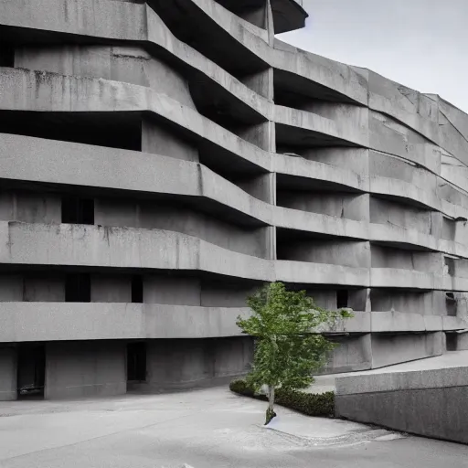 Image similar to a brutalist building made of fabric