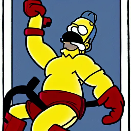 Image similar to Homer Simpson as a Marvel superhero,