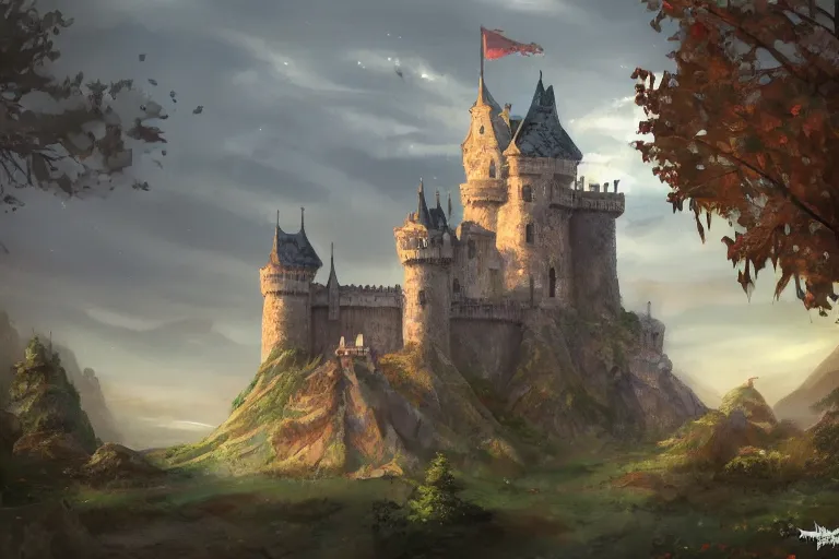 Image similar to concept art of a castle integrated into a landscape, trending on artstation