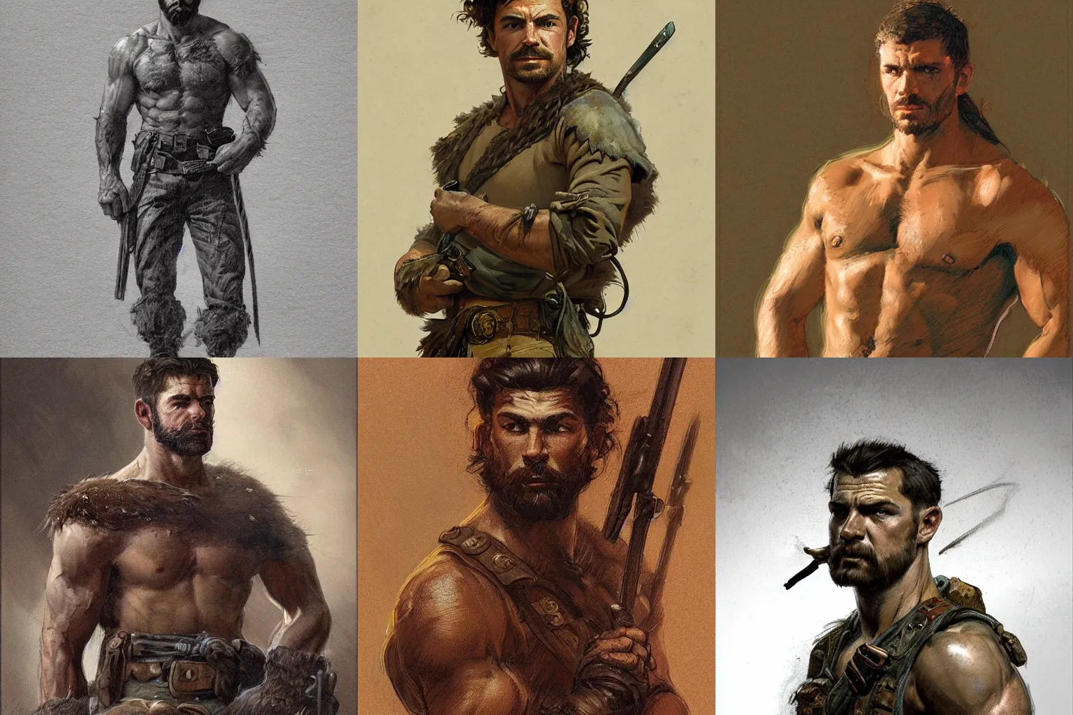 Prompt: portrait of a young sad rugged ranger, muscular, upper body, hairy torso, D&D, fantasy, intricate, cinematic lighting, highly detailed, digital painting, artstation, concept art, smooth, sharp focus, illustration by Frank Frazetta, art by Francis Bacon and Greg Rutkowski and Alphonse Mucha