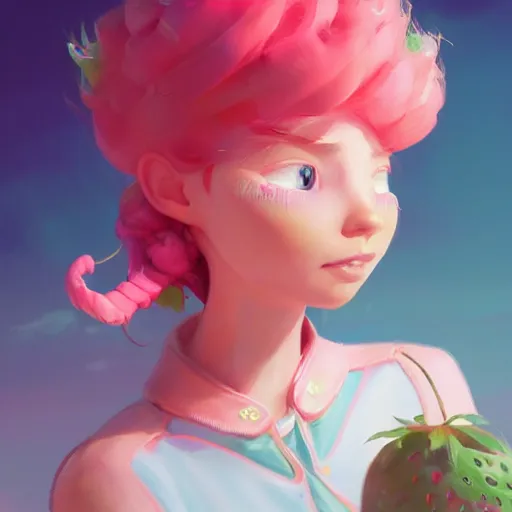 Image similar to painted portrait of a strawberry shortcake, fantastically pastel colors, octane render, matte painting concept art, official fanart behance hd artstation by jesper elsing, by rhads and makoto shinkai and lois van baarle and ilya kuvshinov and rossdraws