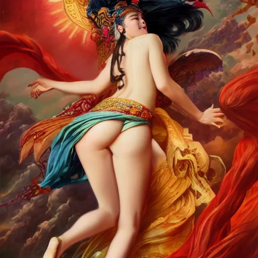 Image similar to the goddess of love showing humanity it's true form by Huang Guangjian and Gil Elvgren and Sachin Teng, 8k,