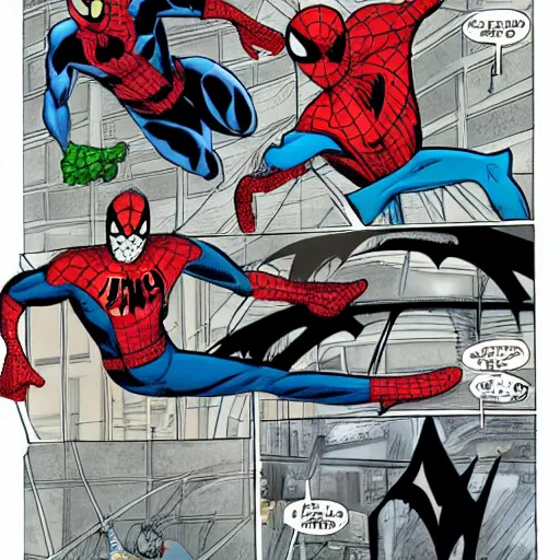 Prompt: spiderman and batman fighting against homelander