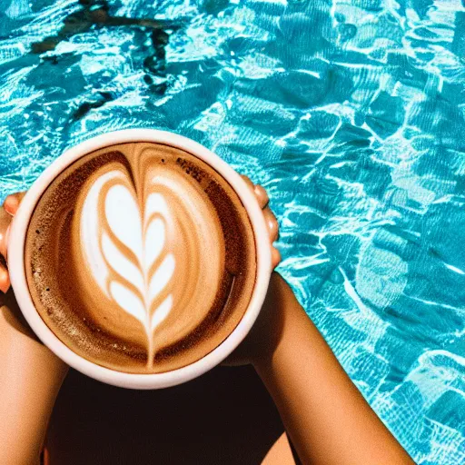 Prompt: a person swimming in a huge coup of coffee