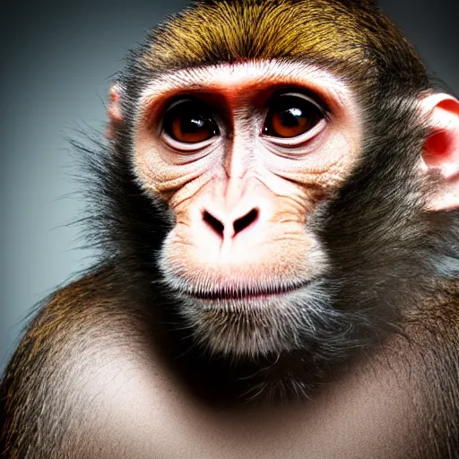 Image similar to high quality portrait of a monkey, studio photograph, photograph, realistic photo, 8k photo, 4k photo, stock photo, high resolution, cinematic shot, high detail