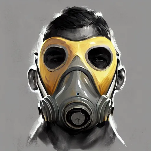 Image similar to concept art of gas mask by jama jurabaev, brush hard, artstation, cgsociety, high quality, brush stroke